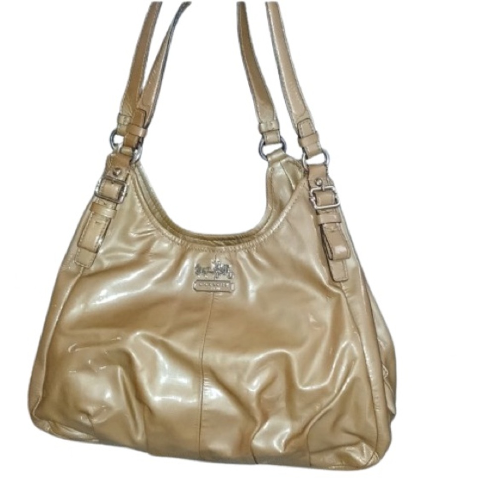 Coach Madison Maggie Gold Patent Leather Hobo Shoulder Bag EUC - Picture 2 of 11
